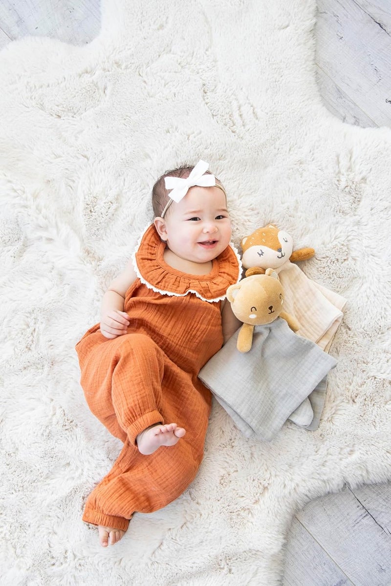 pearhead Baby Teddy Bear Lovey Blanket - Soft Snuggle Toy for Infants & Toddlers, Stocking Stuffer Ideas for Babies, Newborn, Stuffed Animal Security Lovie, Cotton Muslin - Image 5